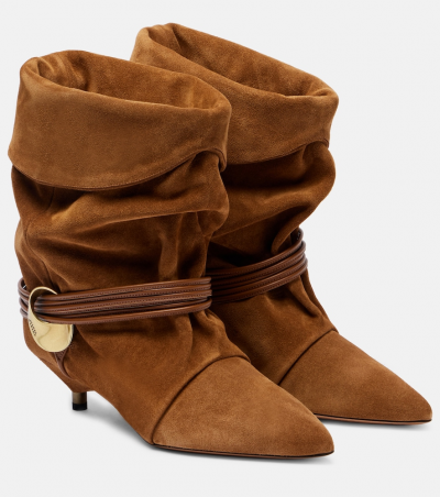 Isabel Marant Ankle Boots Edrika aus Veloursleder, Damen, EU 35 Braun