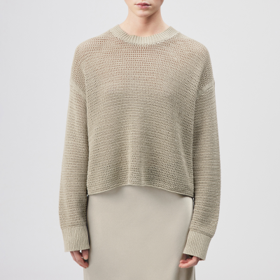 DRYKORN MALESE Verkürzter Pullover in Baumwoll-Mix beige XS