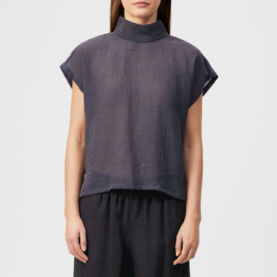 DRYKORN ALARIA-1 Shirt-Bluse mit Stehkragen und softer Haptik grau 1