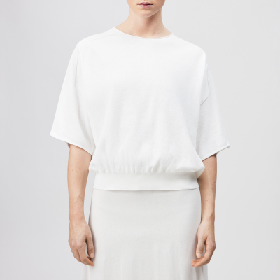 DRYKORN DILARY Lässiges Strick-T-Shirt in Baumwoll-Crêpe weiß XS