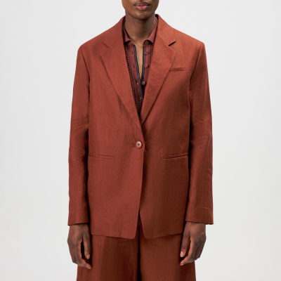 DRYKORN MOWTIE Lässiger Einreiher-Blazer in reinem Leinen rot 1
