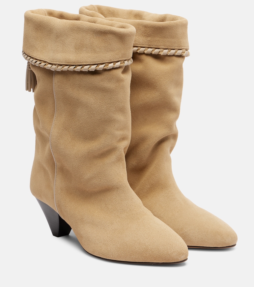 Isabel Marant Ankle Boots Dalby 55 aus Veloursleder, Damen, EU 35 Beige