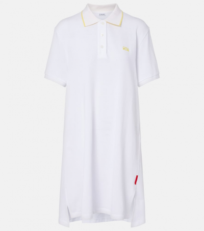 Loewe Kleid Double L aus Baumwoll-Piqué, Damen, S Weiß