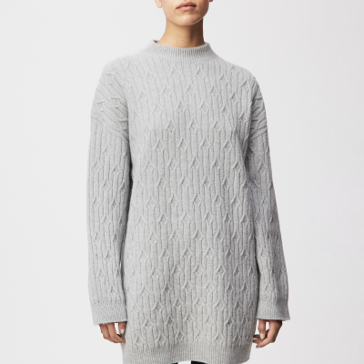 DRYKORN ELSTERI Strickkleid in Minilänge in Schurwolle grau XS
