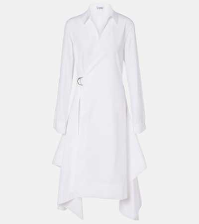 Loewe Wickelkleid aus Baumwolle, Damen, XXS Weiß