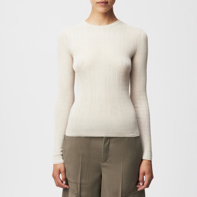 DRYKORN ERMA Longsleeve mit Rundhals in mercerisierter Baumwolle beige S