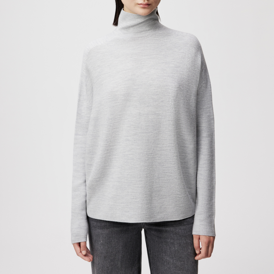 DRYKORN LIORA Egg-Shape Rollkragenpullover in 100% Merinowolle grau XS