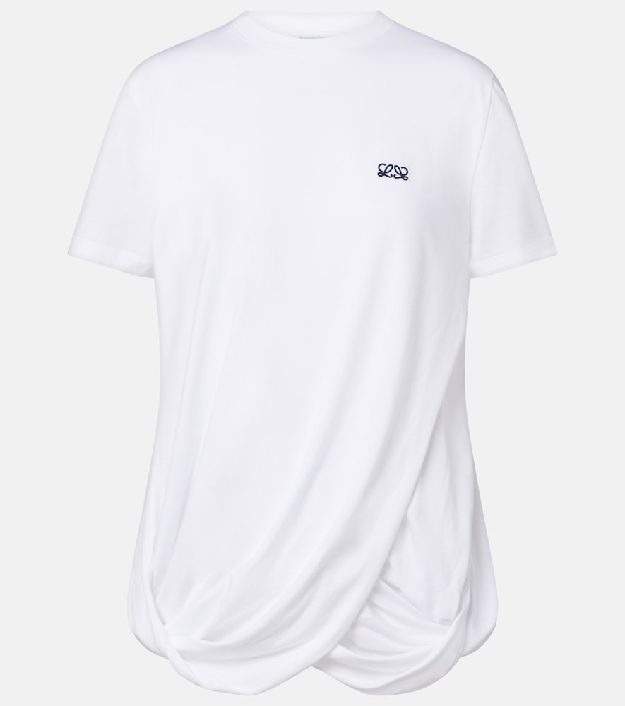 Loewe T-Shirt Double L aus Baumwoll-Jersey, Damen, M Weiß