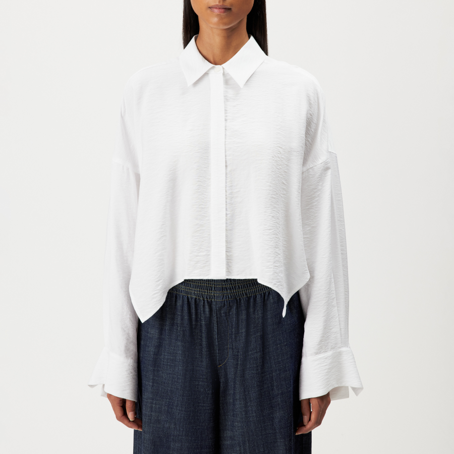DRYKORN OSHIA Oversized Hemdbluse in Viskose-Mix weiß 2