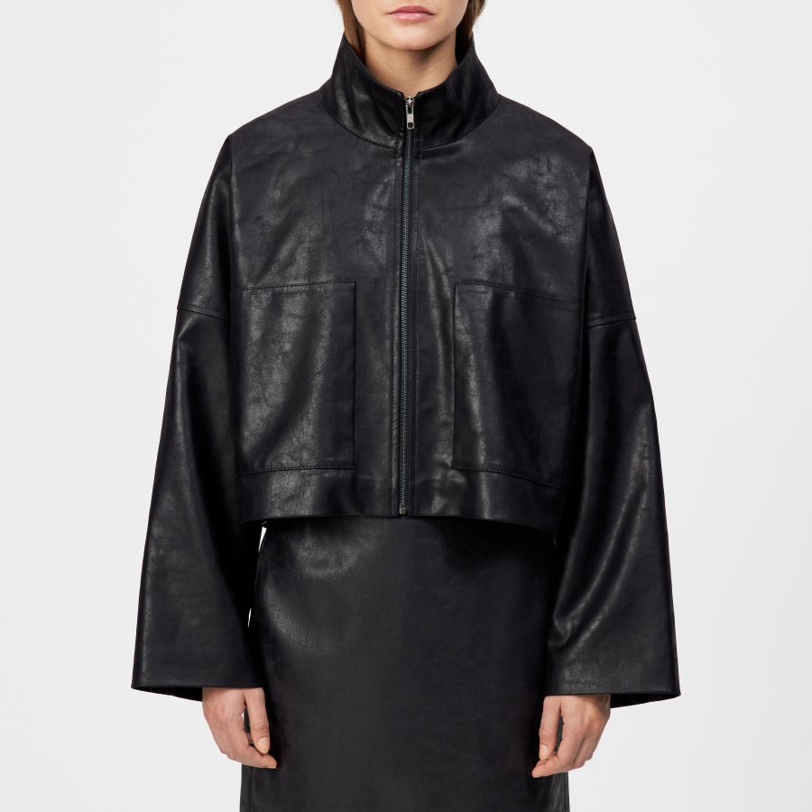 DRYKORN ELSTOW-1 Oversized Jacke in Leder Look schwarz 1