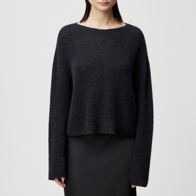 DRYKORN IMENY Verkürzter Pullover in luxuriösem Suri Alpaka-Mix schwarz S