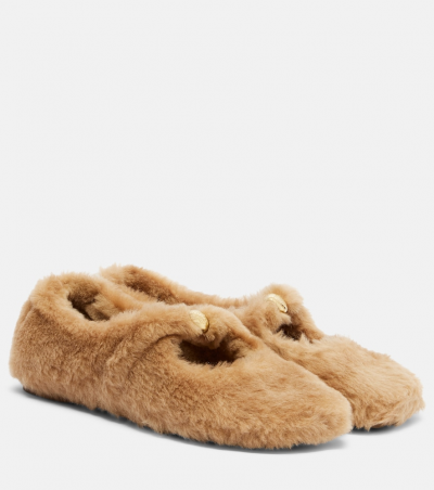 Loewe Ballerinas Pebble Soft aus Shearling, Damen, EU 37 Beige