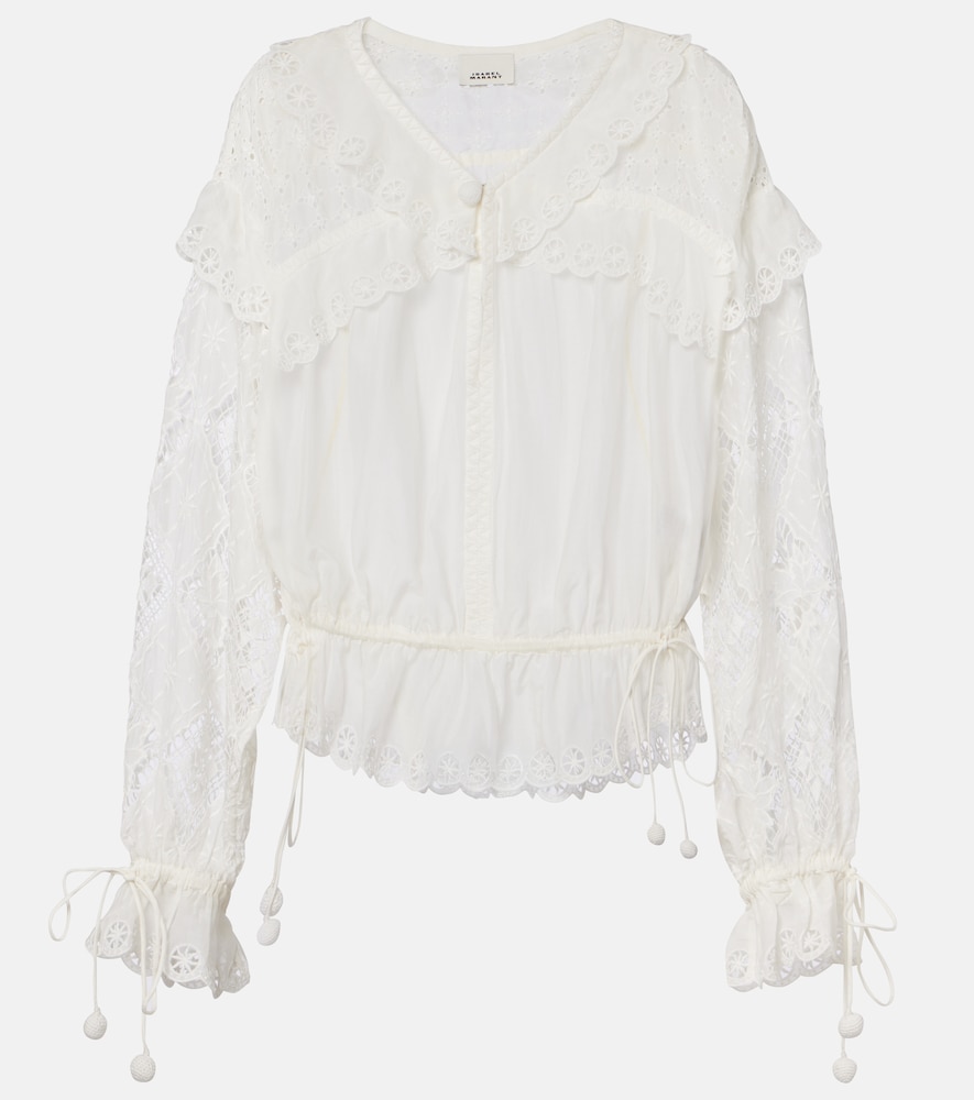 Isabel Marant Bluse Nowana aus Baumwolle und Seide, Damen, DE 32 Weiß