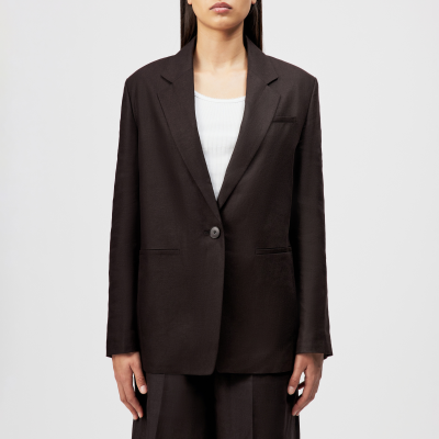 DRYKORN MOWTIE Lässiger Einreiher-Blazer in reinem Leinen braun 1