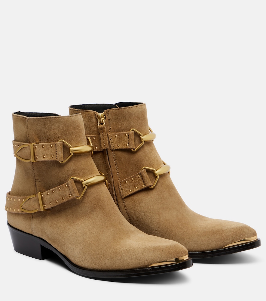 Isabel Marant Ankle Boots Zalya aus Veloursleder, Damen, EU 35 Beige