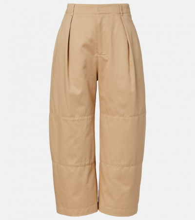 Loewe Cropped-Barrel-Hose aus Baumwolle, Damen, XXS Beige