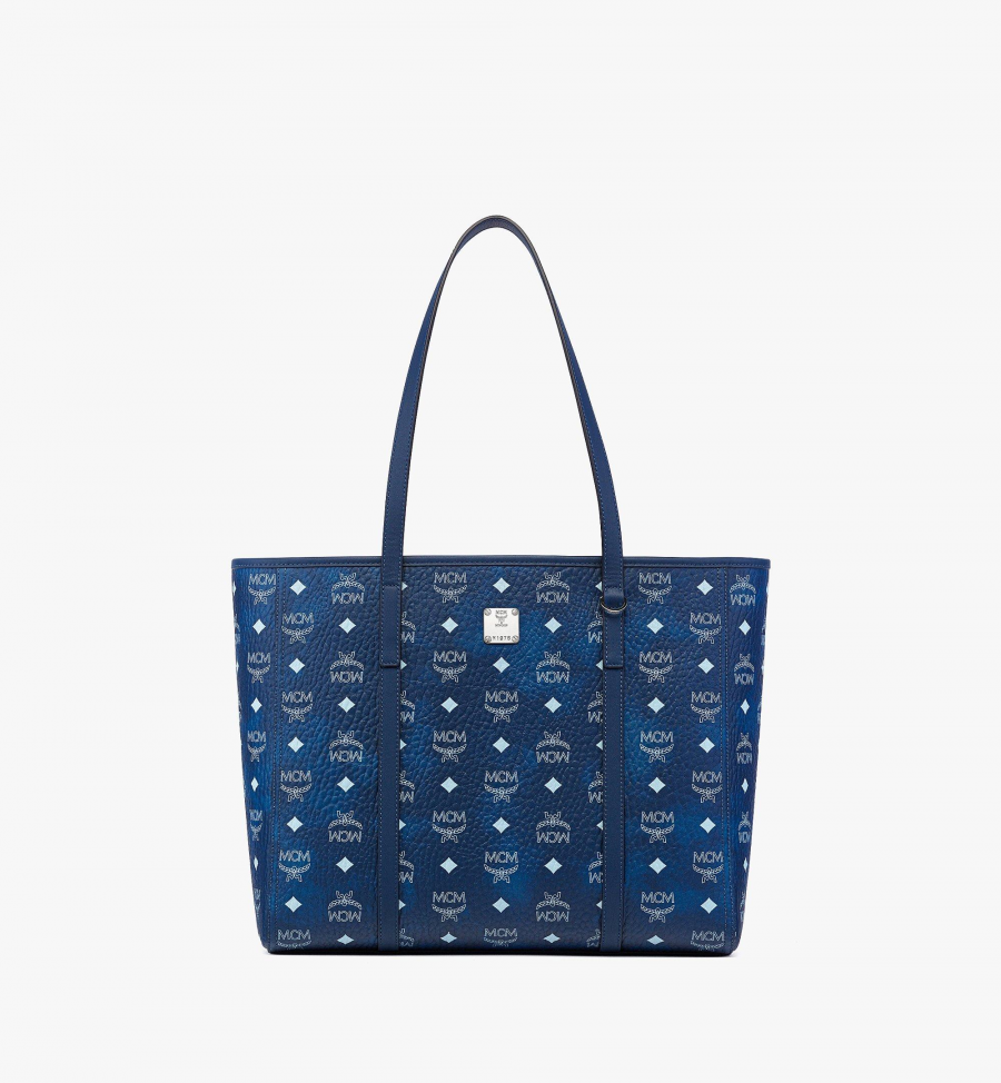 MCM Toni Shopper mit Reissverschluss in Visetos Damen Blau VISETOS