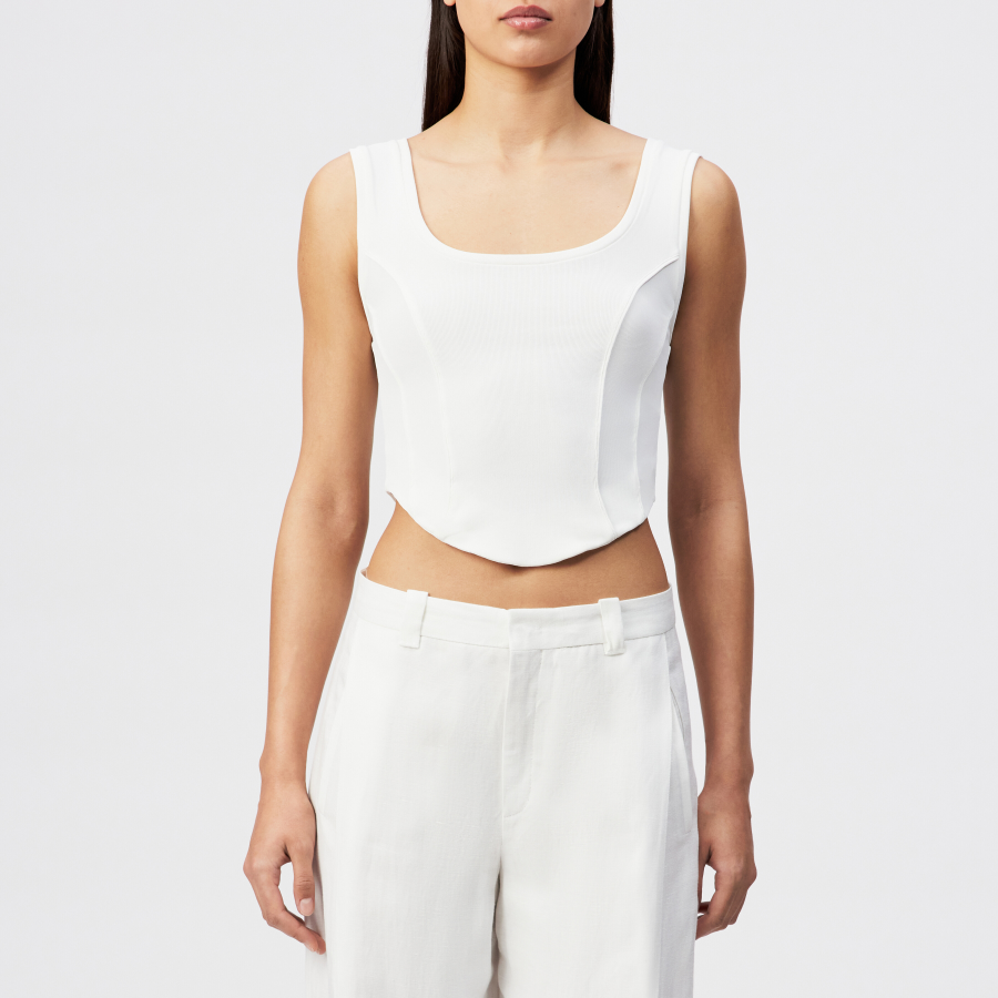 DRYKORN AGAPA Cropped Top mit Corsagendetails aus Jersey off_weiß XS
