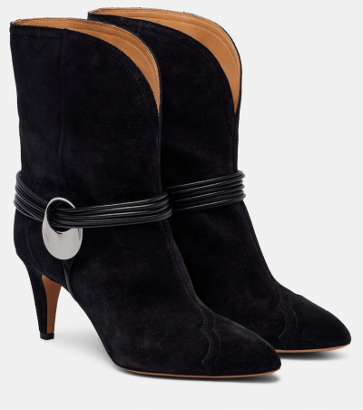 Isabel Marant Ankle Boots Dytho aus Veloursleder, Damen, EU 36 Schwarz