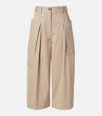 Loewe Cropped-Hose aus Baumwolle und Seide, Damen, XXS Beige