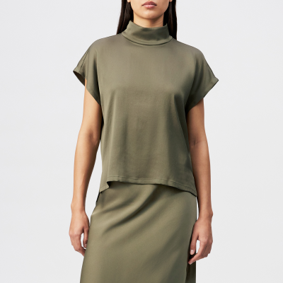 DRYKORN ALARIA-1 Shirt-Bluse mit Stehkragen in Satin grün 3