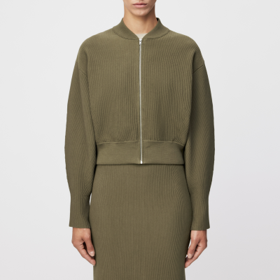 DRYKORN PHILOMENIA Strick-Blouson in Baumwollstruktur grün XS