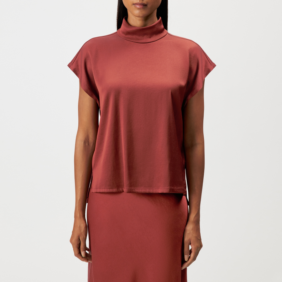 DRYKORN ALARIA-1 Shirt-Bluse mit Stehkragen in Satin rot 2