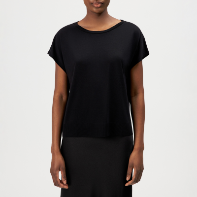DRYKORN VANOPE T-Shirt in Lyocell-Baumwoll-Mix in Feinstrickoptik schwarz M