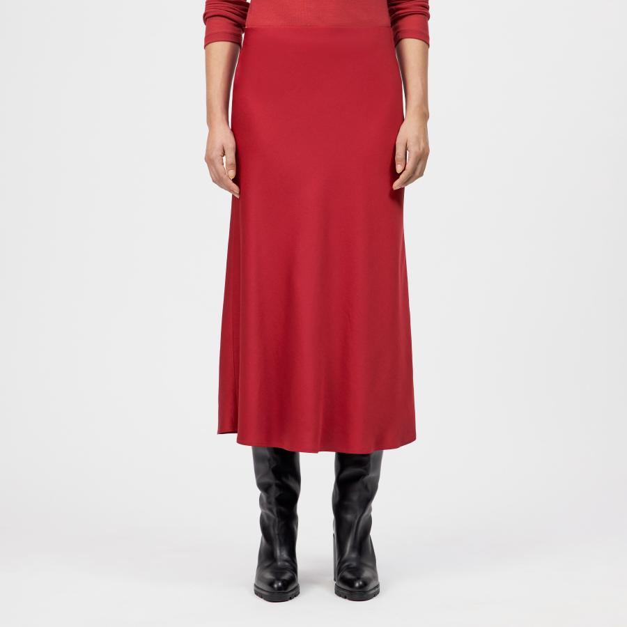 DRYKORN URA Slip-Skirt in Midilänge in Satin rot 25