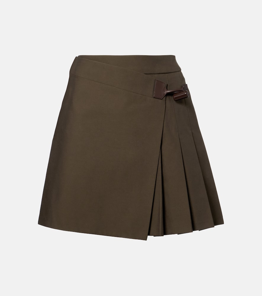 Loewe Wickelrock aus einem Baumwollgemisch mit Leder, Damen, XS Grün