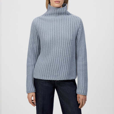 DRYKORN VARISA Rollkragenpullover in Woll-Alpakamix blau XS