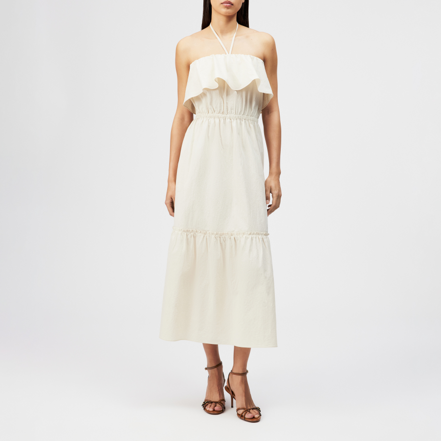 DRYKORN LUMIRA Bandeau Maxikleid in reiner Baumwolle beige 1