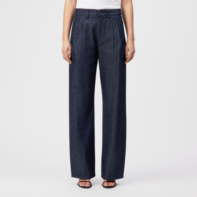 DRYKORN BEHANCE 5-Pocket Hose mit Bundfalten in reiner Baumwolle blau 24x32