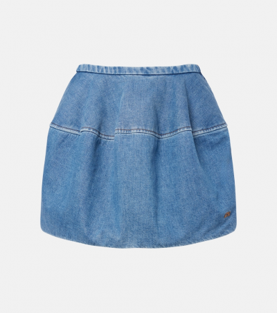 Loewe Minirock Double L aus Denim, Damen, XXS Blau
