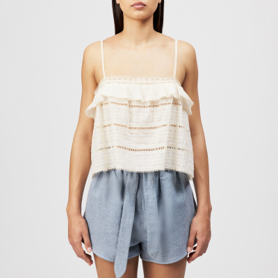 DRYKORN TISANE Cropped Spaghettiträger Top in Baumwoll-Mix mit Seide off_weiß 1
