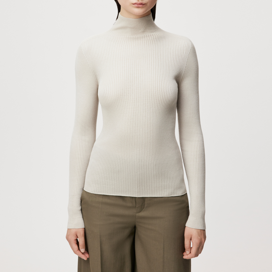 DRYKORN INARI Rollkragenpullover in fließendem Wollmix beige M