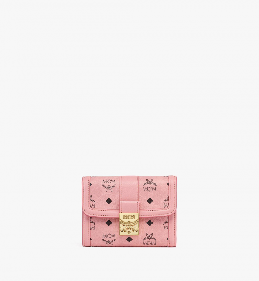 MCM Tracy dreifach gefaltetes Portemonnaie in Visetos Damen SOFT PINK