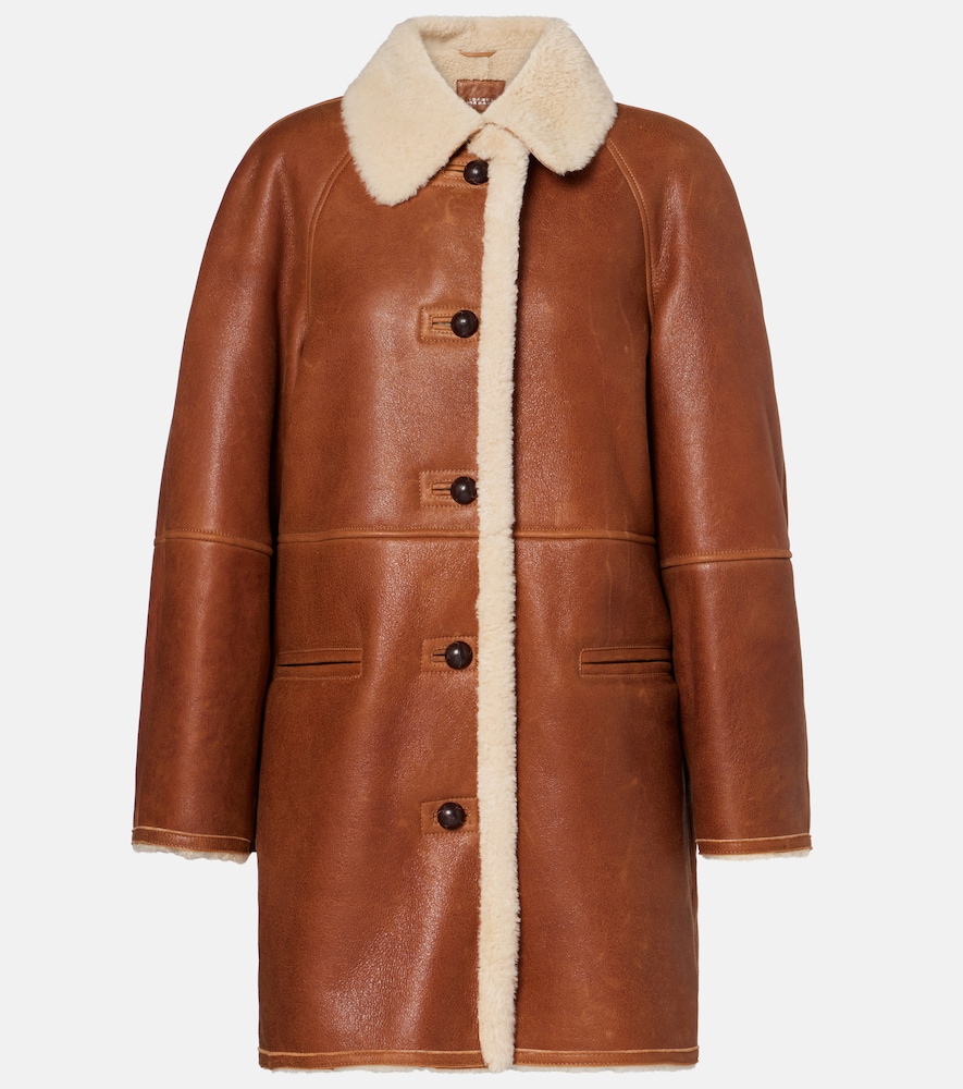 Isabel Marant Mantel Berthie aus Leder mit Shearling, Damen, DE 34 Braun