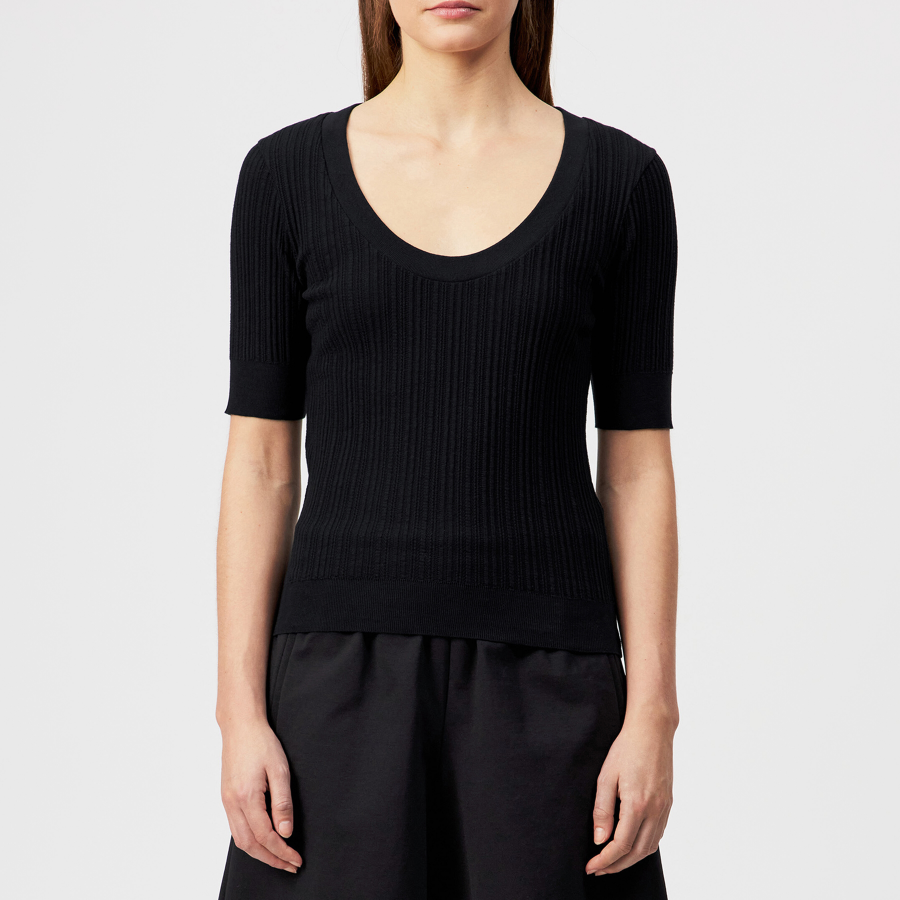 DRYKORN LIRALLA Slim Fit T-Shirt in reiner Baumwolle mit Ajourstruktur schwarz XS