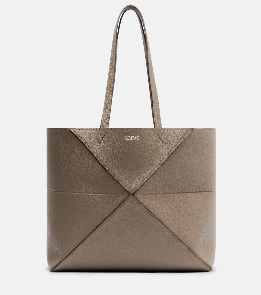 Loewe Tote Bag Puzzle Fold Medium aus Leder, Damen, Eine Größe Grau