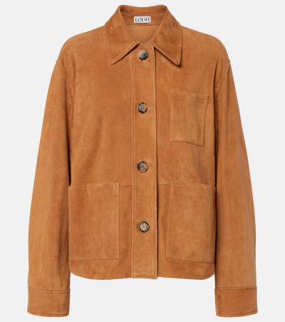 Loewe Jacke aus Veloursleder, Damen, M Braun