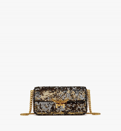MCM Himmel Schultertasche mit Pailletten Damen GOLD