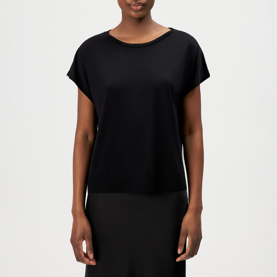 DRYKORN VANOPE T-Shirt in Lyocell-Baumwoll-Mix in Feinstrickoptik schwarz M