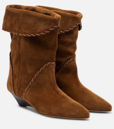 Isabel Marant Ankle Boots Edoa 45 aus Veloursleder, Damen, EU 36 Braun