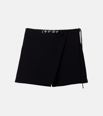 Loewe Paula's Ibiza Skort aus Baumwoll-Crêpe und Seide, Damen, XXS Schwarz